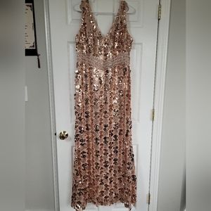 Plus Size Maxi Long V Neck Mermaid Sequin Prom Dresses for Women